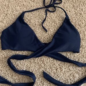 Navy blue with floral bottoms bikini set